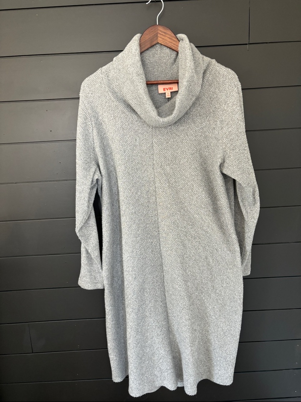 EVRI Light Gray Cowl Neck Knit Dress